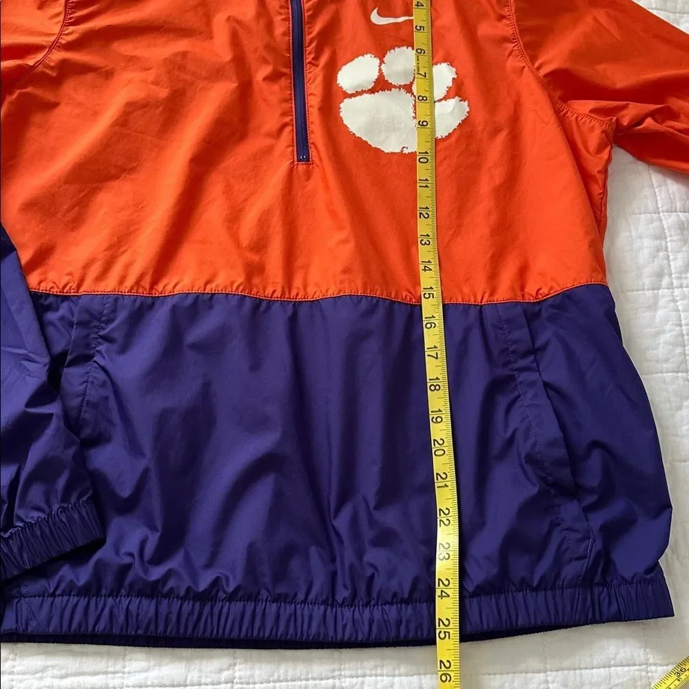 Nike Clemson Tigers Windbreaker Jacket Men’s Large Orange Purple Hooded Half Zip